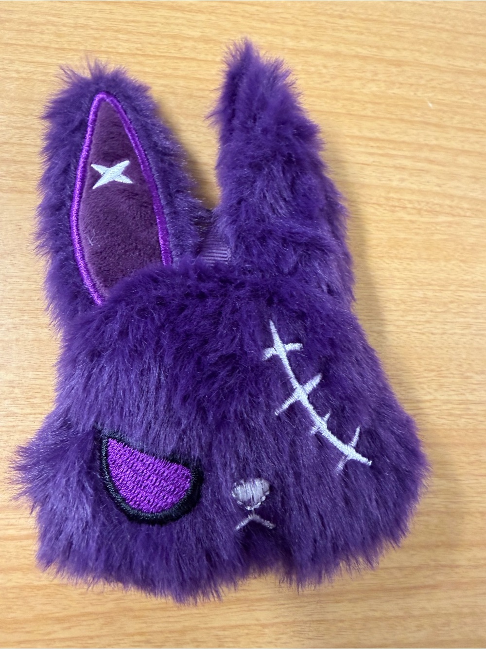 Purple Plush Bunny keychain/Bagcharm with Embroidered Details -
